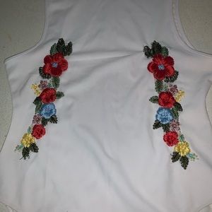 White bodysuit with flowers